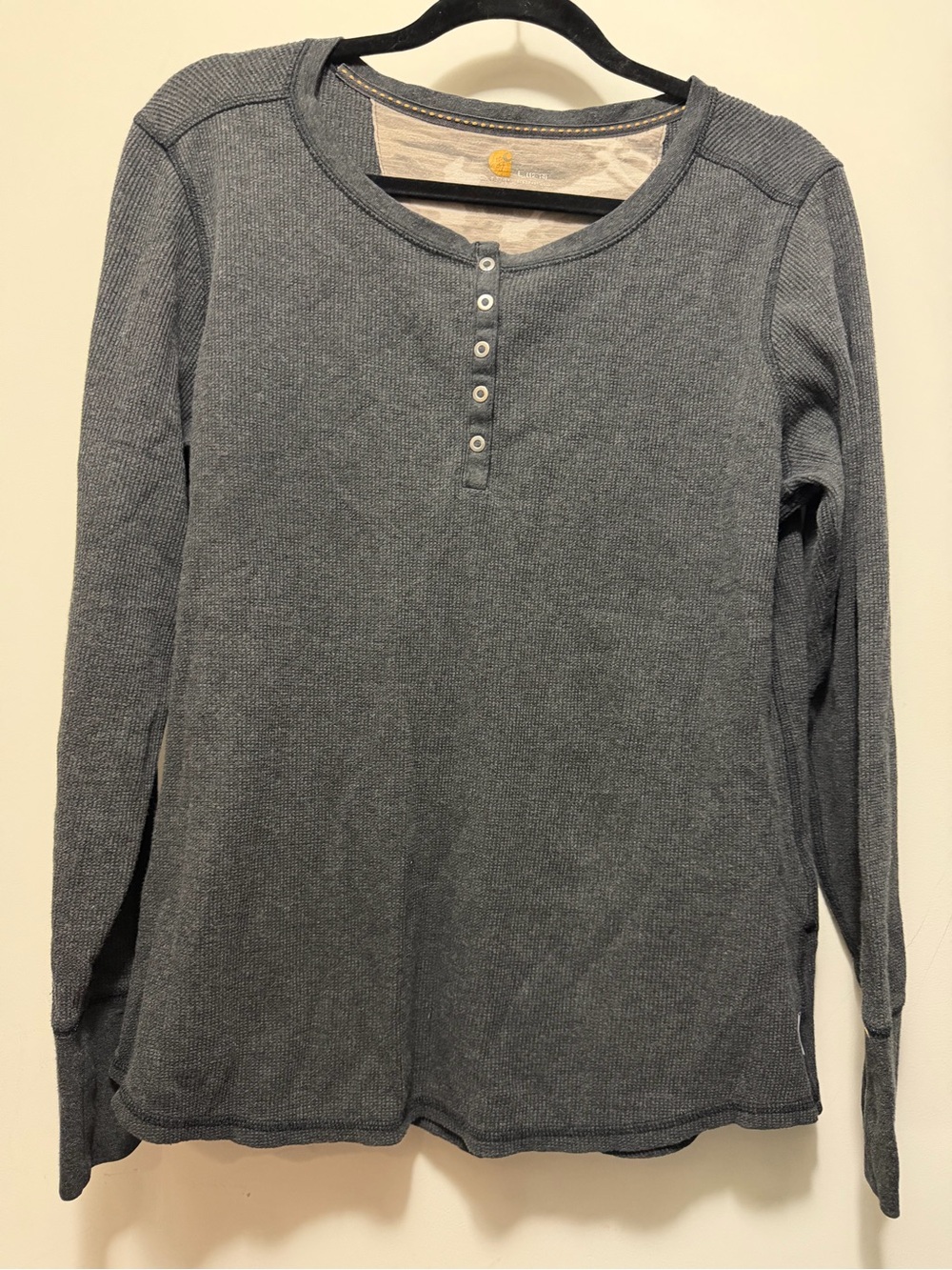 Carhartt Meadow Waffle Henley Charcoal Black Heather L 12/14